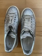 Alexander McQueen Platform Silver Glitter Sneakers Shoes Women’s Size 8