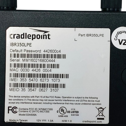 Cradlepoint IBR350LPE Cellular Ethernet Router S3A506WA NO Power Supply - Picture 9 of 9