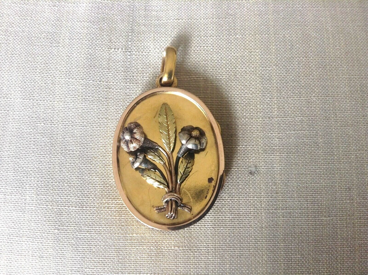 Antique 1800s Victorian 18k Tri-Color Gold Photo Locket Pendant Floral  20.2g | eBay