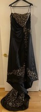black and gold formal long gown dress size 6 embellished with gold rhinestones