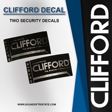 (2) Original Clifford Warning Stickers. Car Alarm Security System Decals