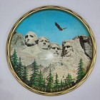 Mount Rushmore 11" Tray Presidents Vintage 1976 Tin Metal Gold Round Washington