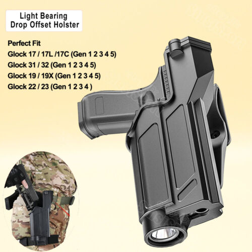 G17 Light Bearing Level 3 Drop Offset Holster For Glock 17 17L 17C Gen 1 2 3 4 5 - Picture 1 of 7