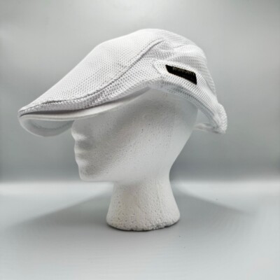 Jamont Flat Cap Newsboy Mens Wht Cabby Hat Strap Back Adjustable Polyester  Golf