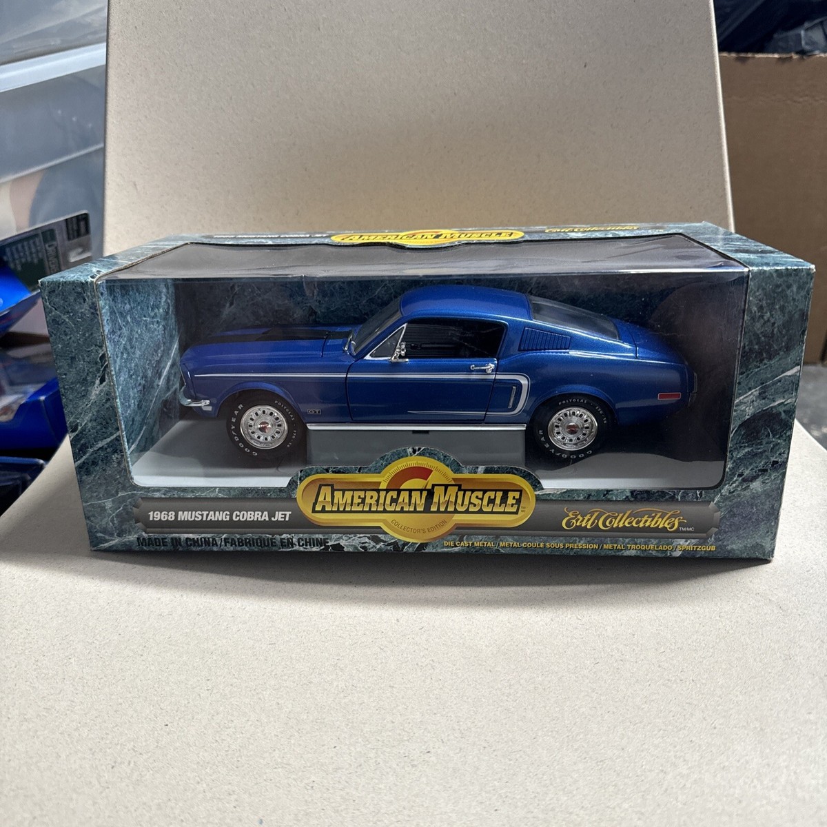 ERTL American Muscle 1968 Ford Mustang Cobra Jet Blue 1:18 Diecast