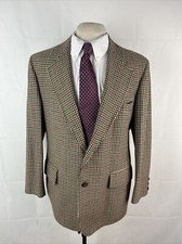 Vintage Cricketeer Men's Beige Houndstooth Plaid Blazer 42R 495
