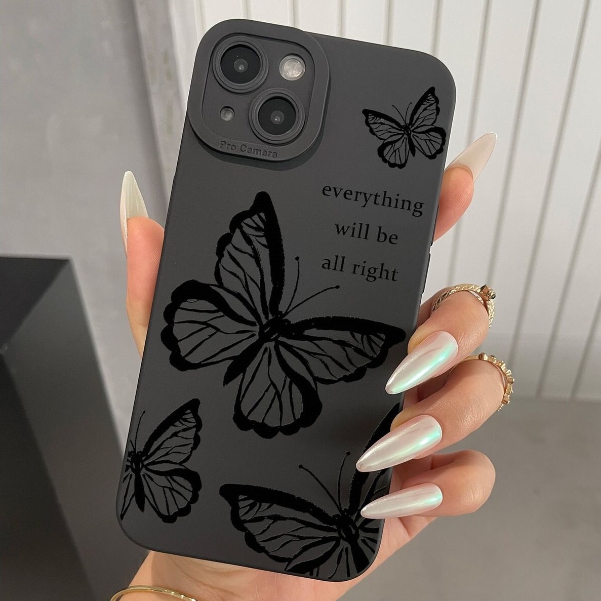 Black Butterfly Phone Case for iPhone 15 14 13 12 11 Pro Max Plus Mini  XR XS