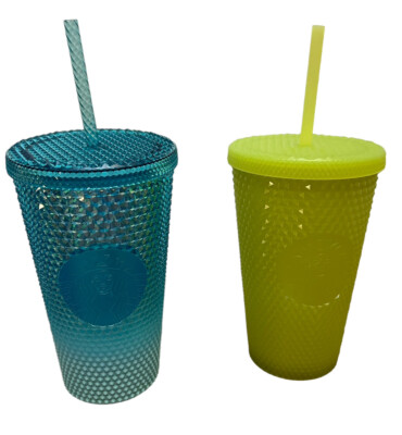 Starbucks  2023 Glacier Blue/Green Ombre GRADIENT Studded Tumbler 16oz Set Of 2