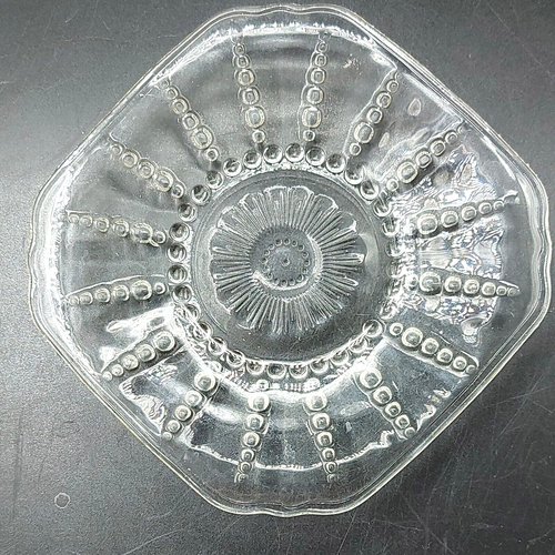 Vintage Federal Glass Dish Clear Reversed Etched Columbia Pattern Preowned - Picture 2 of 6