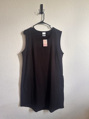 serra ladies beach dress Women's Black Sleeveless Summer Shift pockets Jersey Size L 125 gsm plain weave