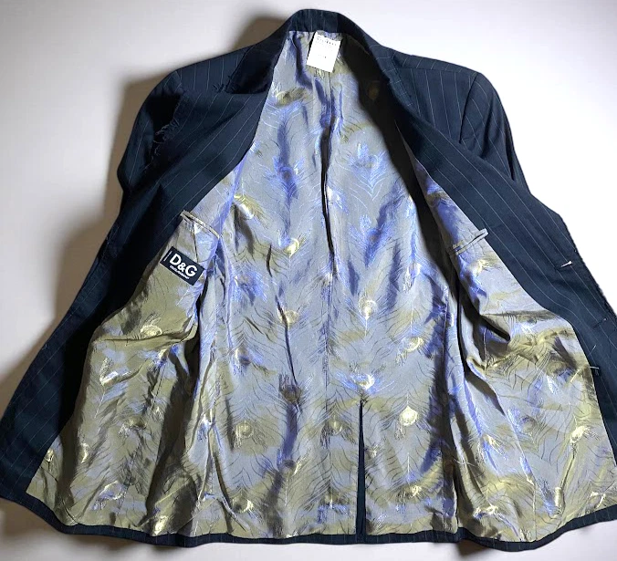 Винтажный Dolce Gabbana blazer куртка мужская размер 36 тонкий Ittierre потертый в тонкую полоску - Изображение 3 из 4