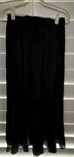 Grade & Gather Womens Mini-Pleat Drawstring Black Maxi Skirt - Size Small