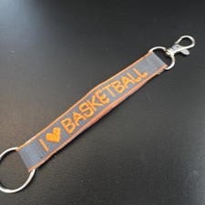 I Love Basketball Lanyard Key Strap Keychain Personalized Novelty Gray Orange