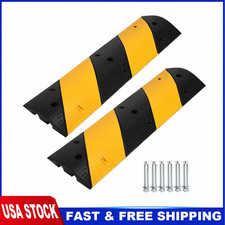 2 Pk Rubber Speed Bump Heavy Duty 2 Channel Modular Cable Protector Ramp 25000lb