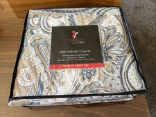 Tribeca Living Twin XL Bed Sheet Set, 300 Thread Count Soft 100  Cotton Sateen