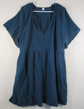 Old Navy Womens V-Neck Midi Dress Ruffle Hem Short Sleeve Size XL Blue