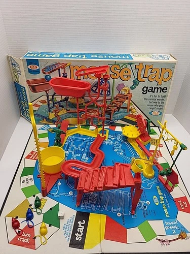 Vintage  Ideal 1970's Mouse Trap Game In Box 2601-3 Original Box Missing Cage