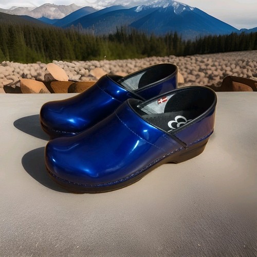 Sanita Clogs Fuschia Metallic Blau Damen Größe 39 EU 8-8,5 US Schweden