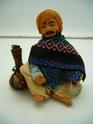 Unusual Vintage Hooka-wala doll from India with hooka.