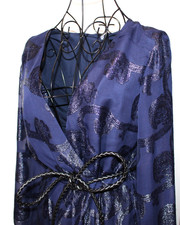 Guess Dark Blue Cocktail Dress Long Sleeves V-Neck Front Party Formal Event Sz 6
