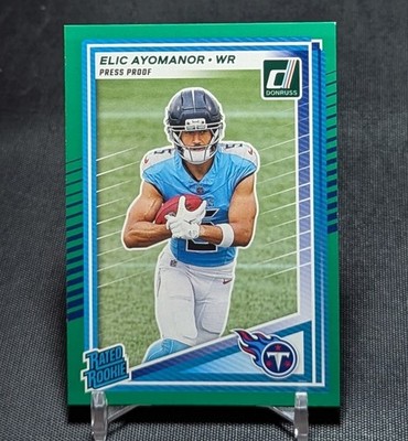 Elic Ayomanor Green Press Proof Rated Rookie RC 2025 Donruss Card #339 Titans