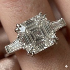 4.60 CT Asscher Cut 950 Platinum IGI Certified Lab Grown Diamond Engagement Ring