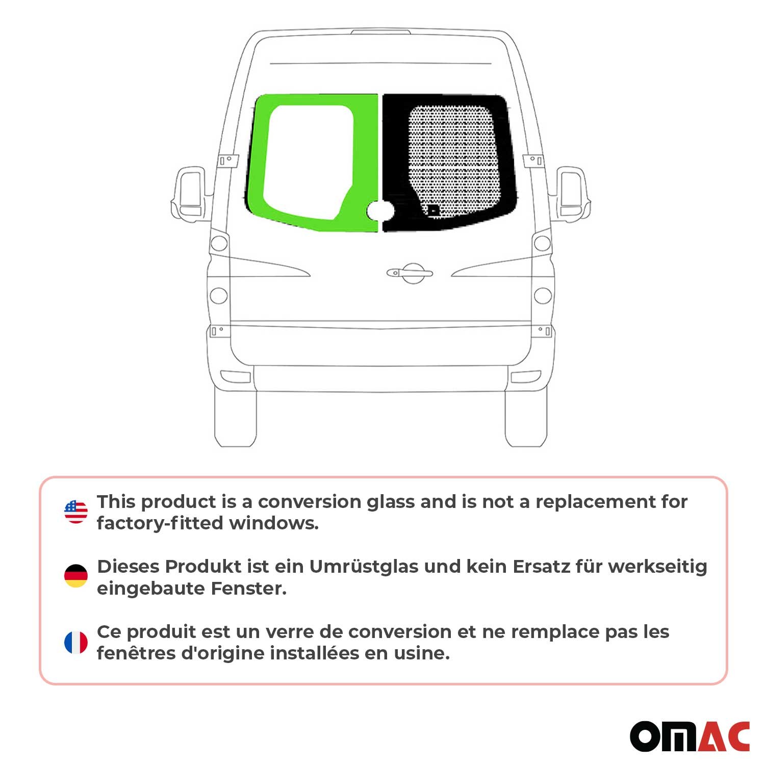Vitre fixe arrière gauche pour Mercedes Sprinter W906 de 2006 à 2018 L1-L4 - 2