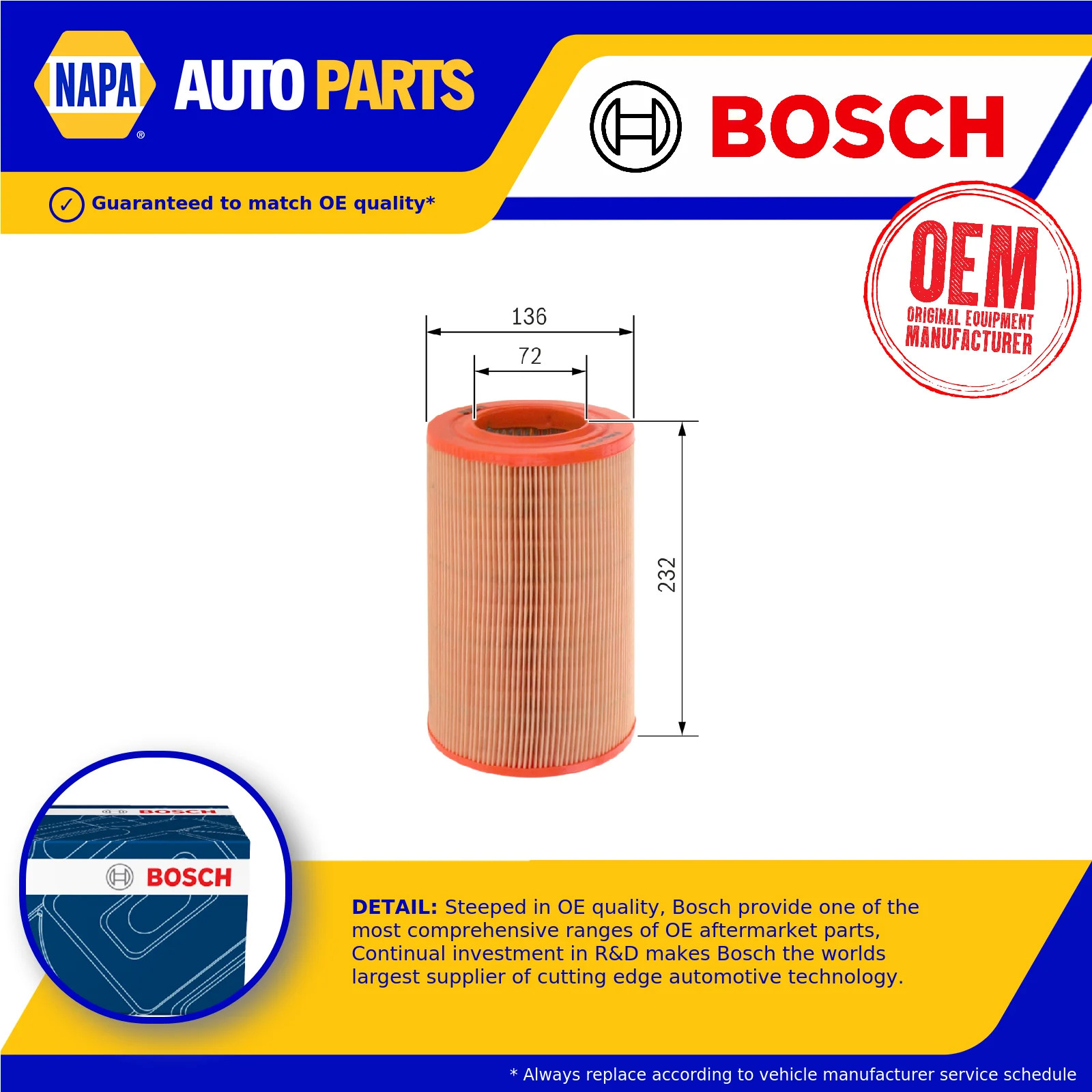 Air Filter fits NISSAN PICKUP D22 D22 2.5D 98 to 01 TD25TI Bosch 165463S903 New