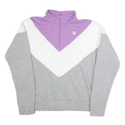 FILA Herren lila & weiß & grau Half Zip XL Colourblock Baumwolle Sweatshirt