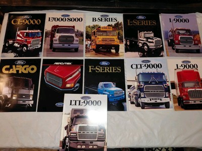 Lot Of 11 Vintage 1980s Ford Truck- Semi Trucks- Buses- L Series Brochures
