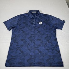 G Fore Shirt Mens Large Blue Camo Polo Cactus Cup Golf Skull Performance Stretch