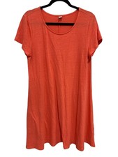 Old Navy T Shirt Dress Size Large Short Sleeve Knit Coral Linen Poly Blend Swing
