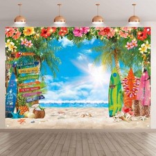 7x5ft Summer Hawaiian Beach Photography Backdrop Tropical Flower Palm Leaves ...