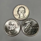 AU  1954-S Washington Silver Quarter AND 2026 P&D SemiQ Rev War Clad Quarters.