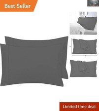 Grey Brushed Microfiber Pillowcase Set - 20''x26'', Luxurious Comfort