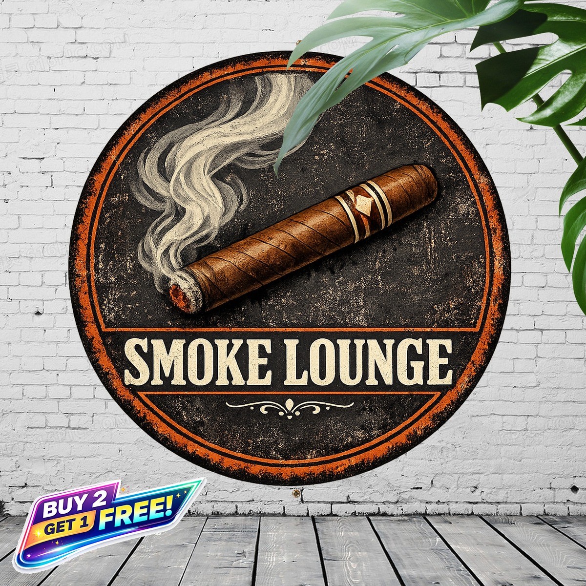 Cigar Themed 8x8 Round Aluminum Sign Rustic Metal Wall Art Plaque Decor