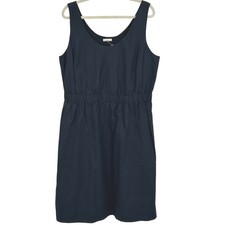 Gap Wms Tank Elastic Waist Dress XL Navy Blue Cotton Midi Pockets Minimal Preppy
