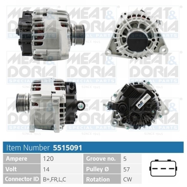 Lichtmaschine Generator Lima Meat & Doria 5515091 14V FüR Hyundai Ix20 JC I30 GD-image