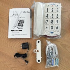 Clarity JV35W White Big Button Amplified Telephone with Talk Back Numbers JV35