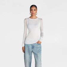 KBB by KAHLANA Women's Long Sleeve 'The Layered Sheer Top' - White