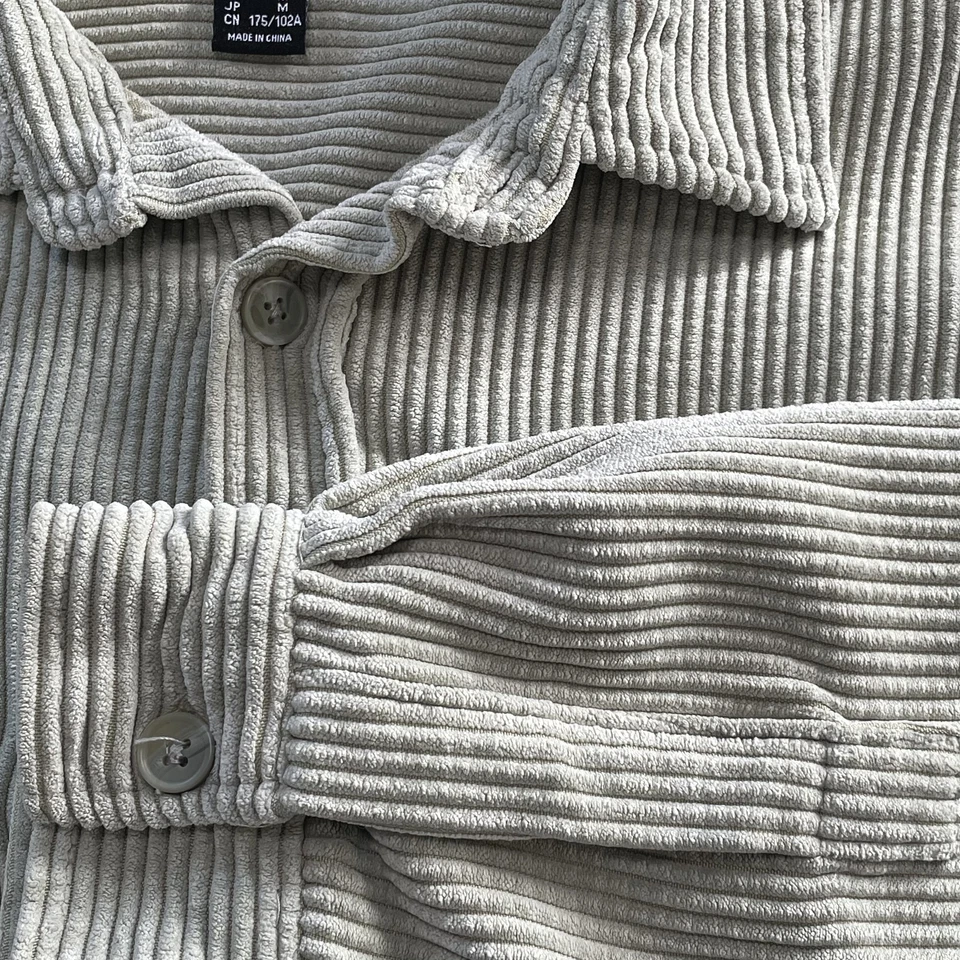 21 Para hombres M Pana Gran Tamaño/Relajado Corto Manga Larga Abotonado Verde Salvia Foto 4 de 4