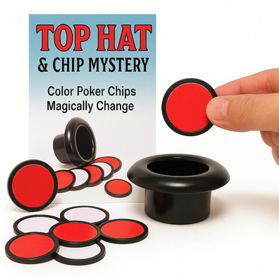 TOP HAT & CHIP MYSTERY Poker Magic Trick Pocket Close Up Disc Set Mini Magician