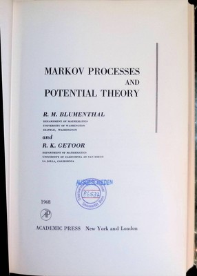 Markov Processes and Potential Theory Blumenthal, R.M. and R.K. Getoor: