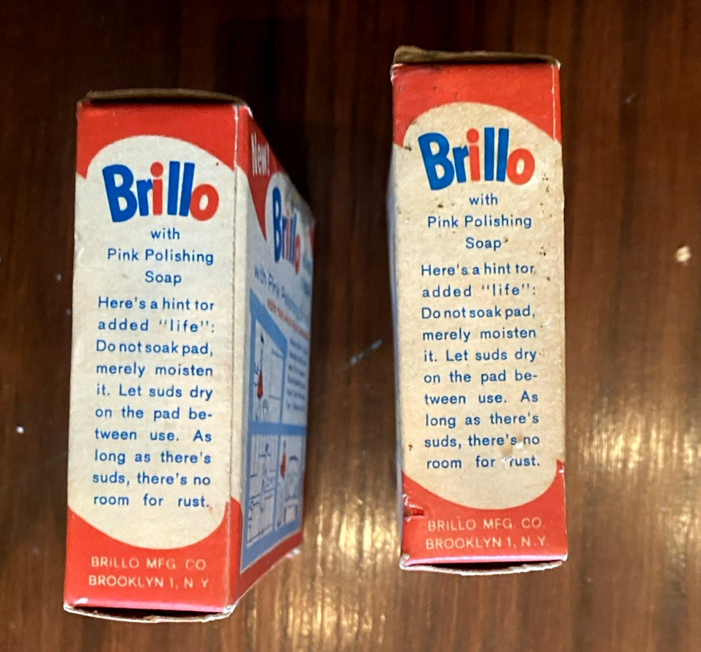 Lot of 2, Vintage Brillo Soap Pads 1960s Trial Sample Size  Original Box NOS