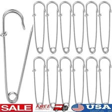 Safety Pins Heavy Duty 12 Pack Stainless Steel Large Clothes Crafting Repairs US