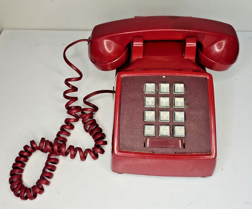 Vintage Western Electric Red Desk Phone Push Button 2500MM Bell System