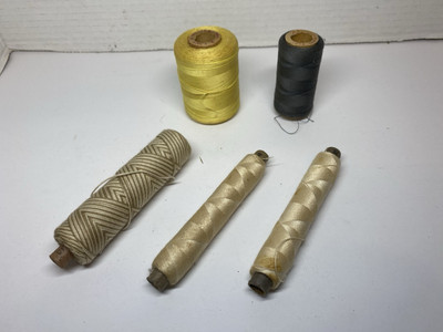 Vintage Lot Of 5 Rolls Thick Thread Brands Unknown