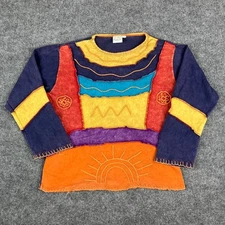 Greater Good Top Womens Size XL Multicolor Patchwork Boho Hippie Festival Shirt