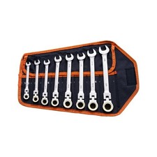 HOT/ Flex-Head Ratcheting Wrench Set,8-piece Combination Wrench Set with Roll-u