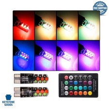 RGB T10 LED Car Bulb Kit with Remote Control - Multi-Color Auto Interior Lights